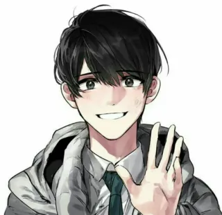📖 d879235f Аниме, Манга, Персонаж, Парень, Улыбка, Привет whatsapp sticker