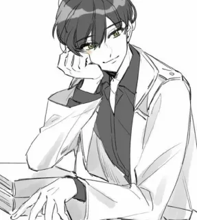 📖 d87c7cbf Аниме, Рисунок, Мужчина, Сидит, Книги whatsapp sticker