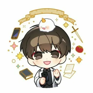 📖 ecd5ec84 мультфильм, персонаж, аниме, чиби, милый, книга, меч, телефон whatsapp sticker