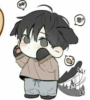 📖 f54aea61 Чиби, Собака, Щенок, Аниме, Милый, Мультфильм whatsapp sticker