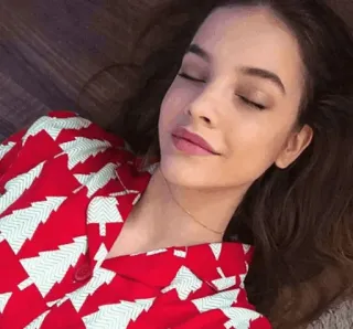 🚩 200a4764 Frau, Porträt, Person, Rot, Weihnachtsbaum, Weihnachten telegram sticker