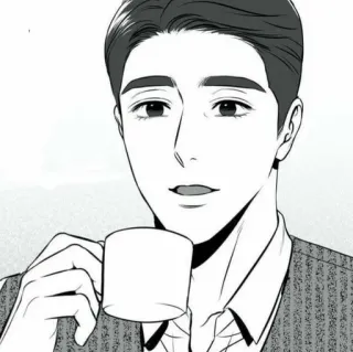 🌟 6e36ec13 mann, kaffee, tasse, schwarzweiß whatsapp sticker