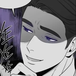 😈 76223696 Mann, Grinsen, Schwarzweiß, Webtoon, Charakter, Ausdruck whatsapp sticker