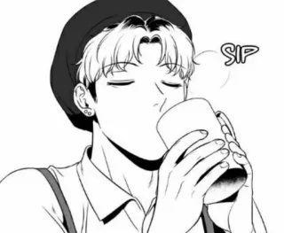 🌟 c094f917 SIP trinken, kaffee, mann, monochrom, nippen whatsapp sticker