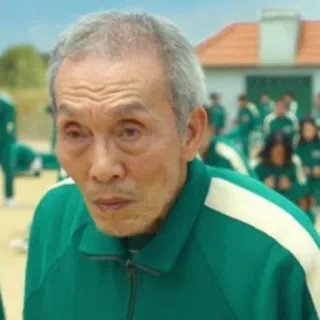 😌 980700ff Oh Il-nam Squid Game Squid Game, old man, Oh Il-nam, character, Netflix telegram sticker