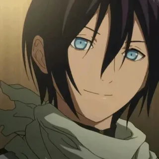 💎 0abbbba5 Yato Noragami Anime, Manga, God, Blauwe Ogen, Sjaal, Zwart Haar, Noragami telegram sticker