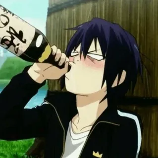💎 4223cbf6 Yato Noragami Anime, Drinken, Alcohol, Yato, Noragami, Grappig telegram sticker