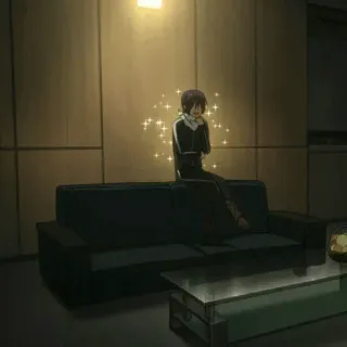 💎 80138aec Yato Noragami Anime, Karakter, Yato, Noragami, Zittend, Bank telegram sticker