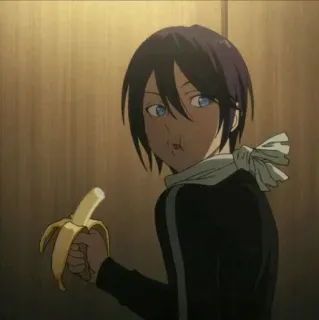 💎 93131883 Yato Noragami Anime, Personage, Eten, Banaan telegram sticker