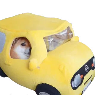 🚙 191857f8 Doge hond, shiba inu, auto, geel, doge, meme, huisdier telegram sticker