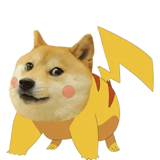 🐯 50ff45f6 Pikachu Pokemon doge, pikachu, pokemon, mashup, meme, dier, grappig telegram sticker