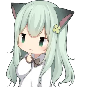 🤔 2af8f196 Anime, Tai mèo, Dễ thương, Chibi, Đang nghĩ, Kawaii telegram sticker