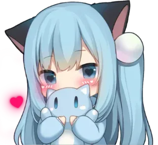 🤔 5e884529 Anime, Kawaii, Dễ thương, Gái, Chibi, Manga, Mèo, Tai telegram sticker