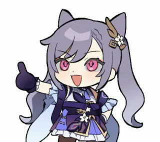 👍 98628992 Keqing Genshin Impact 애니메이션, 원신, 각청, SD, 좋아요 telegram sticker