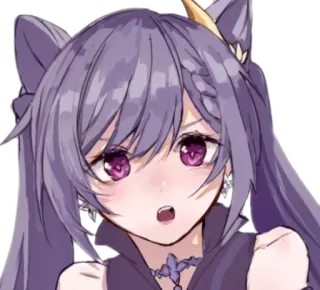 ⚡️ 9a49be93 Keqing Genshin Impact 애니메이션, 보라색 머리, 원신, 각청, 비디오 게임 캐릭터 telegram sticker