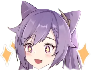 ⚡️ b98e6796 Keqing Genshin Impact 애니메이션, 비디오 게임, 보라색 머리, 반짝이, 귀여운 telegram sticker