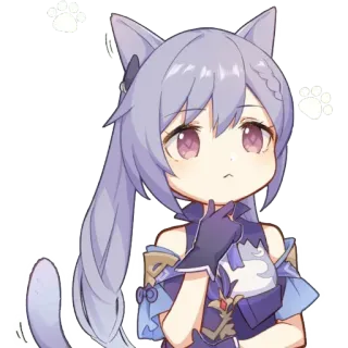 ⚡️ ca5254dc Keqing Genshin Impact 애니메이션, 만화, 비디오 게임, 원신, 각청, 귀여운, SD, 고양이 귀 telegram sticker