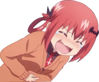 😂 b7c4a231 anime, gadis, rambut merah, menangis, tertawa, gadis anime whatsapp sticker