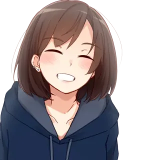 😁 de693806 anime, tersenyum, gadis, bahagia, berambut cokelat whatsapp sticker