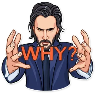 ❓ 673e54ec WHY? คำถาม, คีอานู รีฟส์, สับสน, มีม, ทำไม telegram sticker
