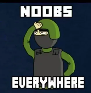 😏 a24c27a0 NOOBS EVERYWHERE Noob, Gamer, Gaming, Soldado, Meme telegram sticker