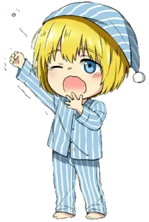 ✋ 9f937d43 Armin Arlert Attack on Titan anime, manga, chibi, sleepy, pajamas, cute, Armin Arlert, Attack on Titan telegram sticker