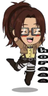 😍 d9878556 Hange Zoe Attack on Titan horaaaa Hange Zoe, Attack on Titan, anime, manga, chibi, character, animated telegram sticker