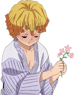 💐 2ce1e052 Zenitsu Agatsuma Demon Slayer Anime, Demon Slayer, Zenitsu, Flores, Sonrojado telegram sticker