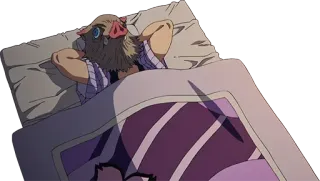 😴 89a365f4 Inosuke Hashibira Demon Slayer Anime, Demon Slayer, Inosuke Hashibira, Durmiendo, Dibujos animados telegram sticker