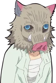 😨 8ad3c142 Inosuke Hashibira Demon Slayer Inosuke Hashibira, Demon Slayer, Anime, máscara de jabalí, Manga, ojos azules, Personaje telegram sticker