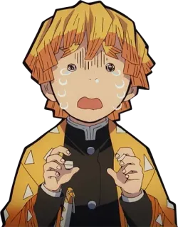 😭 8df9f954 Zenitsu Agatsuma Demon Slayer Anime, Manga, Asustado, Llorando, Kimetsu no Yaiba, Zenitsu, Personaje telegram sticker