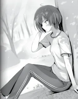 🤔 8ee8d3c4 Anime, Mädchen, Sitzend, Baum, Manga telegram sticker