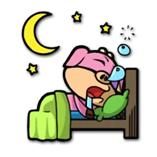 🌙 d50382d1 świnia, sen, księżyc, noc, kreskówka, marzenie whatsapp sticker