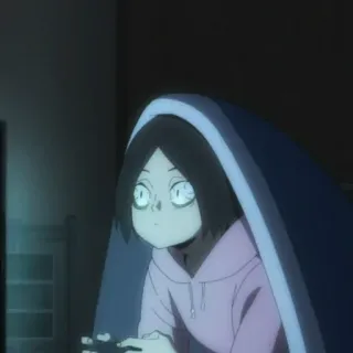 🏳 4bd31fed 애니메이션, 게이머, 후드티, 담요, 무서움, 어두움, 실내 telegram sticker