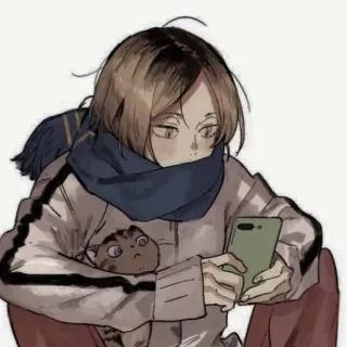 🏳 9ddea1f3 Kozume Kenma Haikyuu!! 코즈메 켄마, 애니메이션, 캐릭터, 고양이, 머플러, 핸드폰, 하이큐!! telegram sticker