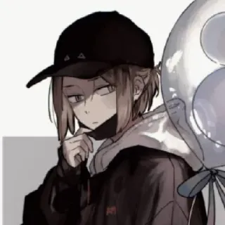 🏳 b1d267b2 애니메이션 스타일, 캐릭터, 캡, 후드티, 풍선, 젊은 성인, 사람 telegram sticker