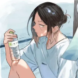 🏳 c4b4df21 お水 애니메이션, 물, 병, 캐릭터, 캐주얼, 실내 telegram sticker