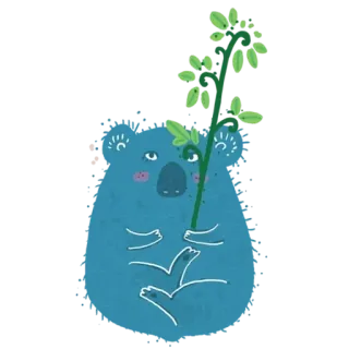 😜 084e2960 koala, zwierzę, słodki, niebieski, liście, natura, australia telegram sticker