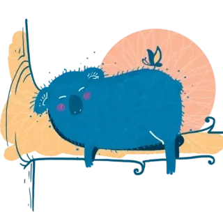 😚 7189b9e3 koala, zwierzę, słodki, śpiący, kreskówka, rysunek, motyl telegram sticker