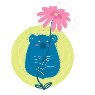 😙 74ee5300 koala, kwiat, zwierzę, uroczy, kreskówka, ilustracja telegram sticker