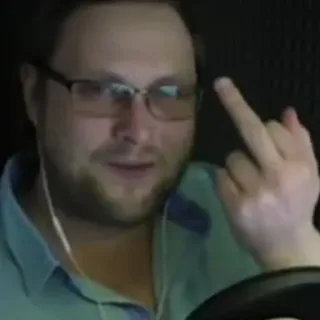 🖕 e2e08025 środkowy palec, obraźliwy gest, mężczyzna, okulary, portret telegram sticker