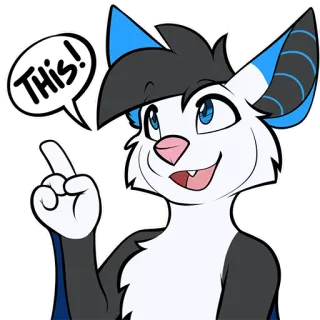 👆 76fd90ec This! morcego, furry, animal, desenho animado, fofo, apontando whatsapp sticker