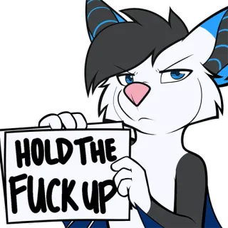 😾 c18e0b90 HOLD THE FUCK UP Furry, Morcego, Ofensivo, Meme, Espera aí whatsapp sticker