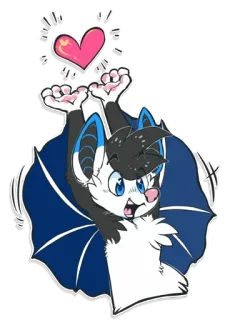 ❤️ dd0e39cd morcego, fofo, animal, peludo, desenho animado, coração, kawaii whatsapp sticker