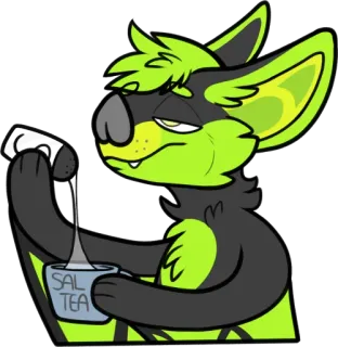 🧂 092ec8e2 SAL TEA Фурри, Чай, Соль, Животное, Мультфильм, Наклейка telegram sticker