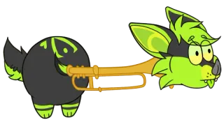 🎺 35caae60 Мультик, Животное, Труба, Зеленый, Пушистый telegram sticker