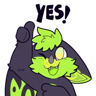 ☑️ 3605944d YES! Фурри, Да, Позитив, Большой палец вверх, Мультфильм, Милый telegram sticker