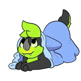 🛌 38e518ff милый, животное, мультфильм, пушистый, зеленый, плед telegram sticker