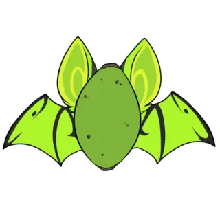 🏉 4a71dc47 летучая мышь, животное, наклейка, зеленый, мультфильм telegram sticker