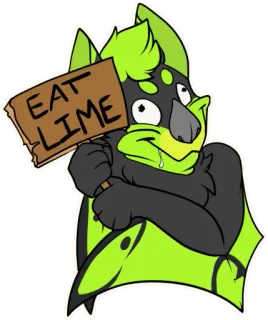 🤪 58527df6 EAT LIME лайм, пушистый, неон, животное, знак telegram sticker
